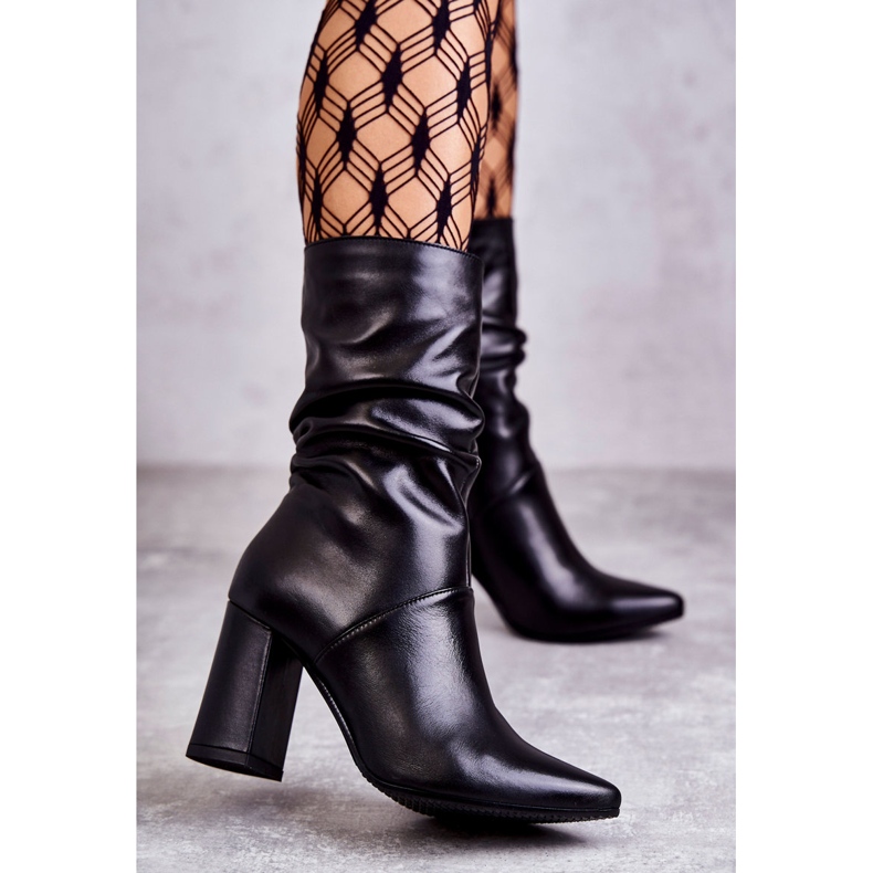 Bőr csizma magas sarkú Laura Messi 2560 fekete 1