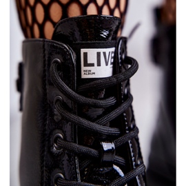 S.Barski Női lakkozott csizma, fűzős munkás fekete Conny 2