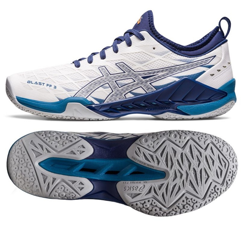 Asics Blast Ff 3 M 1071A076 100-as kézilabdacipő fehér sötétkék 1