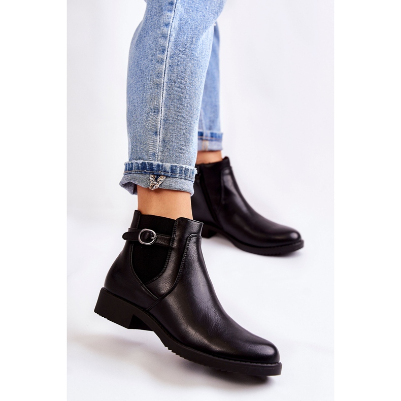 PJ1 Női meleg csizma Jodhpur fekete Janette 1