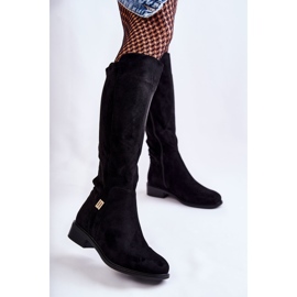 S.Barski Velúr lapos csizma fekete Giulia 1