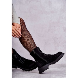 Fekete Palmira Velúr csizma szegecsekkel 2