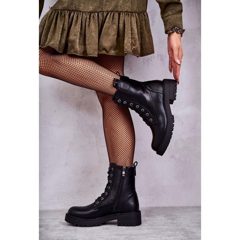 PJ1 Fekete Ritta meleg bőr fűzős csizma 1 PJ1 Fekete Ritta meleg bőr fűzős csizma 1