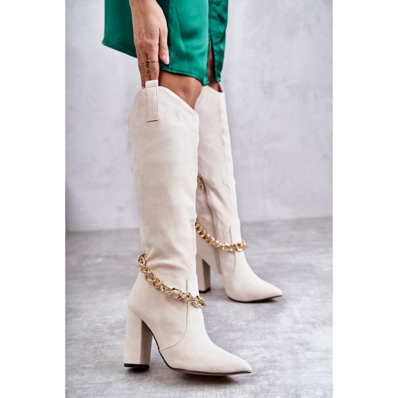 PG1 Női Velúr meleg csizma lánccal Világos bézs jázmin 1 PG1 Női Velúr meleg csizma lánccal Világos bézs jázmin 1