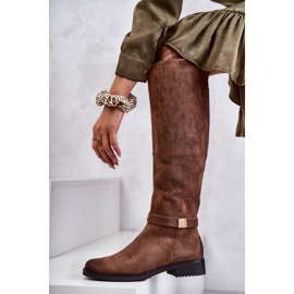 Vinceza Női velúr lapos sarkú csizma Bézs Henrike barna 1