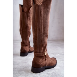 Vinceza Női velúr lapos sarkú csizma Bézs Henrike barna 2