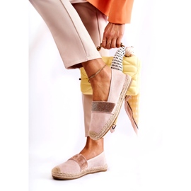 Női felcsúsztatható espadrillák rózsaszín cirkóniákkal 3