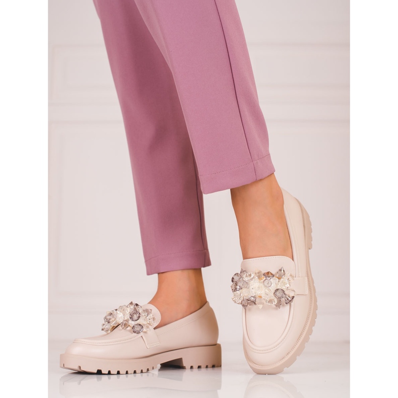 Shelovet női velúr naplopók bézs színű kristályokkal 1