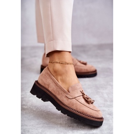 Vinceza Női Velúr Cipők Bézs Unni Platformon 1