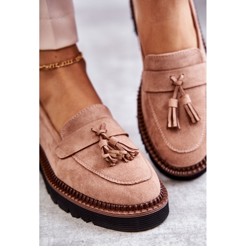 Vinceza Női Velúr Cipők Bézs Unni Platformon 2