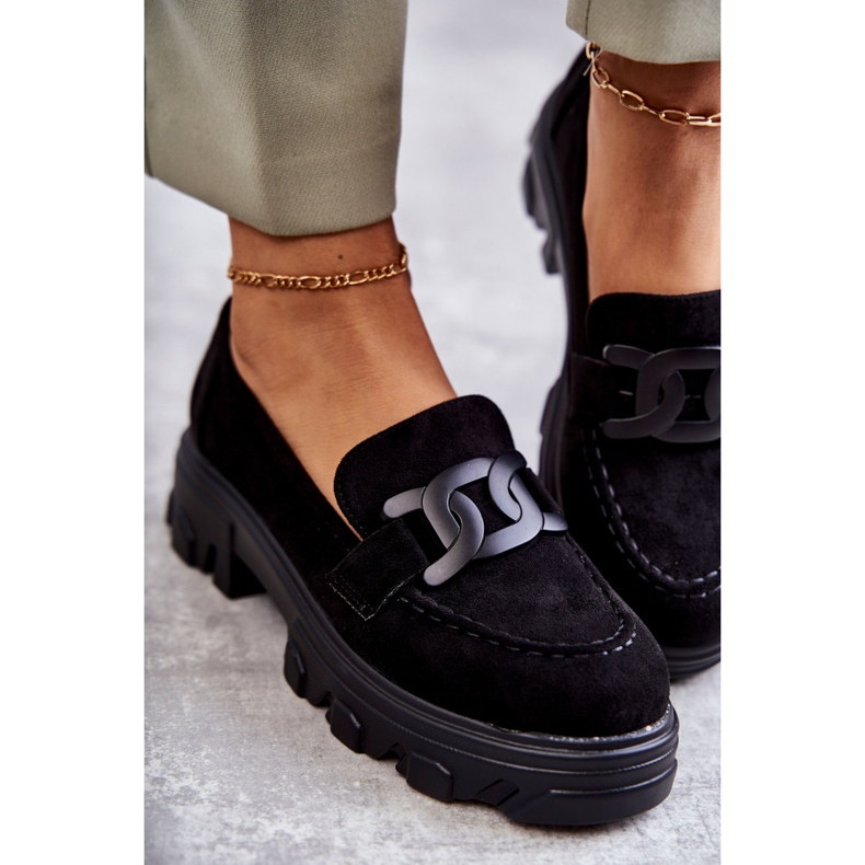 Vinceza Női velúr cipők a fekete Janne platformon 2