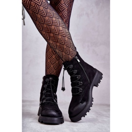 Női velúr meleg csizma bordás fekete Heliával 2