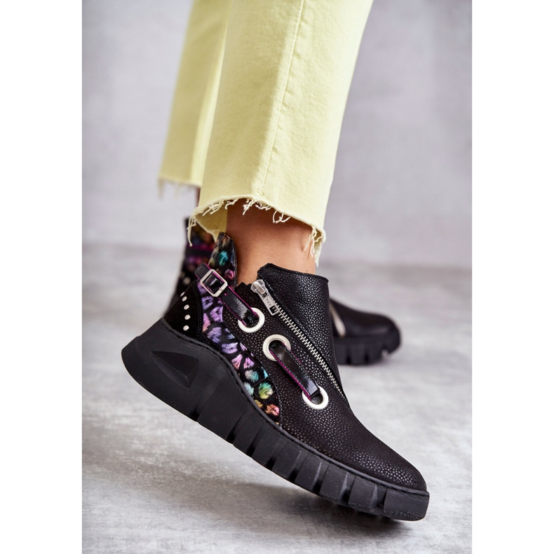 Maciejka bőr csizma foltokkal 05660-20 fekete sokszínű 1