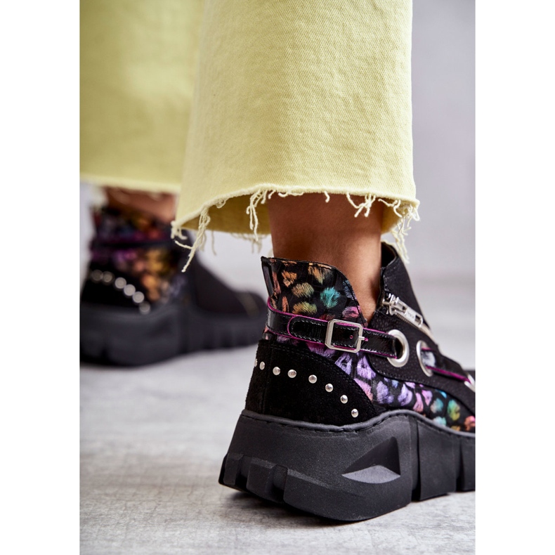 Maciejka bőr csizma foltokkal 05660-20 fekete sokszínű 2