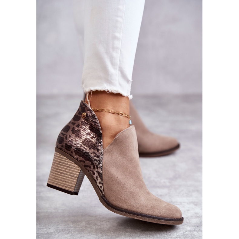 Női bőrcsizma magas sarkon Maciejka Beige 04492-43 bézs barna 1