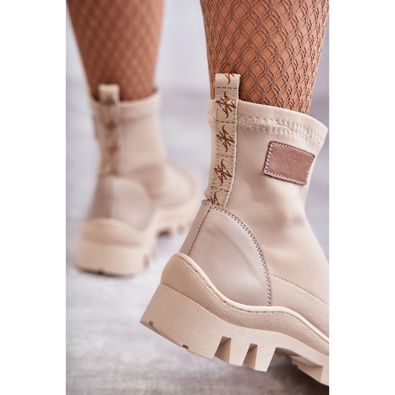 Női szövet csizma Nicole 2703 Beige bézs 2