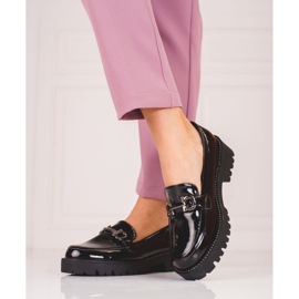 Női mokaszin vastag Shelovet talpon fekete 1