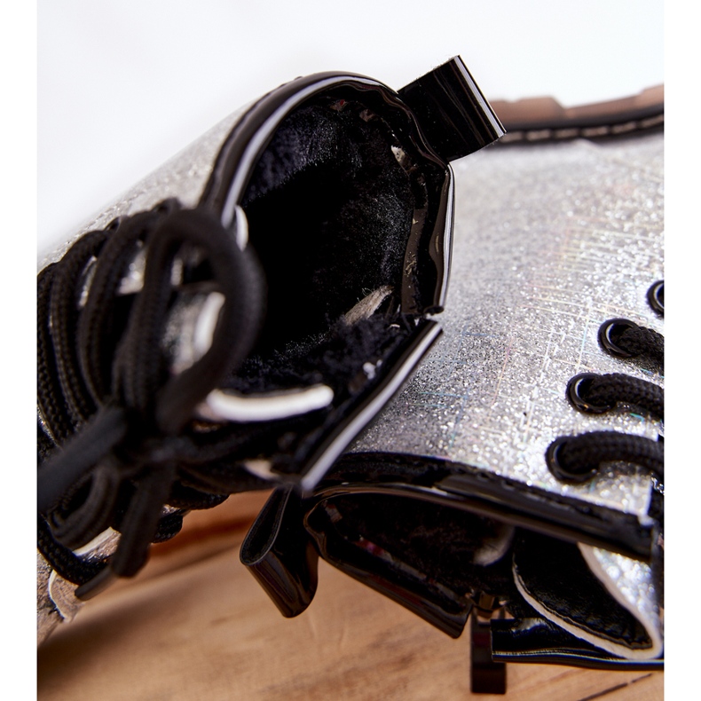 FR1 Gyerek csizma meleg cipzárral lakkozott ezüst goopy 2