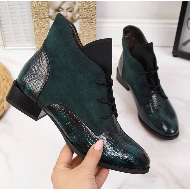 Női csizma hőszigetelt öko-kígyóbőr zöld Jezzi 2