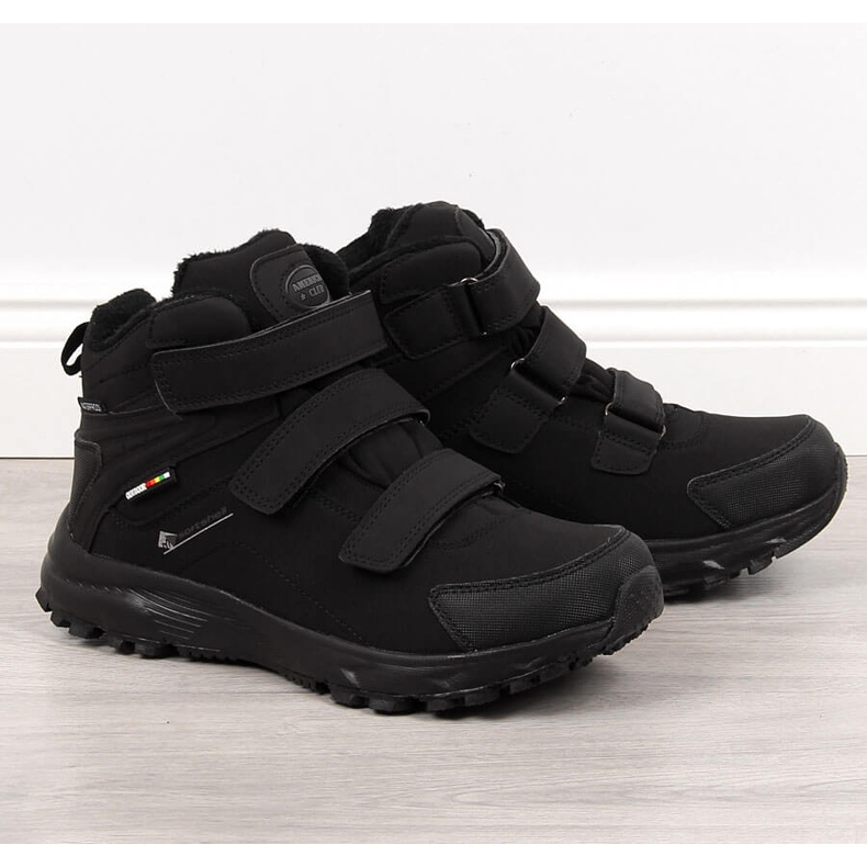 Férfi vízálló szigetelt fekete American Club trekking cipő 2
