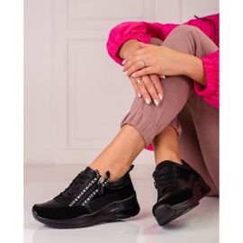 Női bőr tornacipő Shelovet cipzárral fekete 1