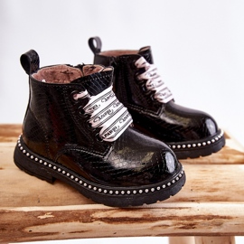 PA1 Gyermek fekete meleg bőrcsizma Dottie 1