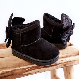 Fekete Meriva meleg hócsizma lányoknak masnival 2