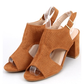 Szandál áttört magassarkú Stacy Camel JF2007 barna 2