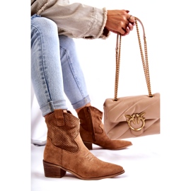 FB1 Velúr áttört cowboy csizma varrással Camel Elvire B-829 barna 3 FB1 Velúr áttört cowboy csizma varrással Camel Elvire B-829 barna 3