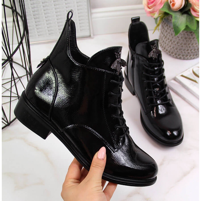 Női fekete szigetelt lakkfekete Filippo csizma 2