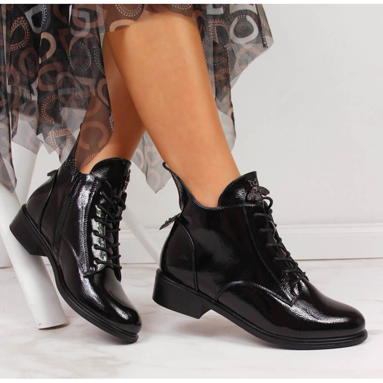 Női fekete szigetelt lakkfekete Filippo csizma 1