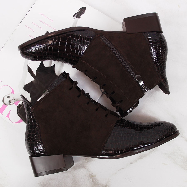 Női csizma hőszigetelt barna kígyóbőr Filippo 1