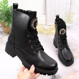 S.Barski Fekete női csizma gyöngyökkel szigetelt fekete S. Barski 1