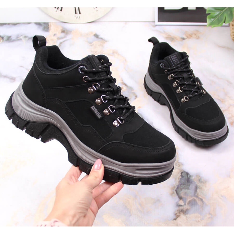 Női fekete csizma gyapjúval Big Star KK274364 1