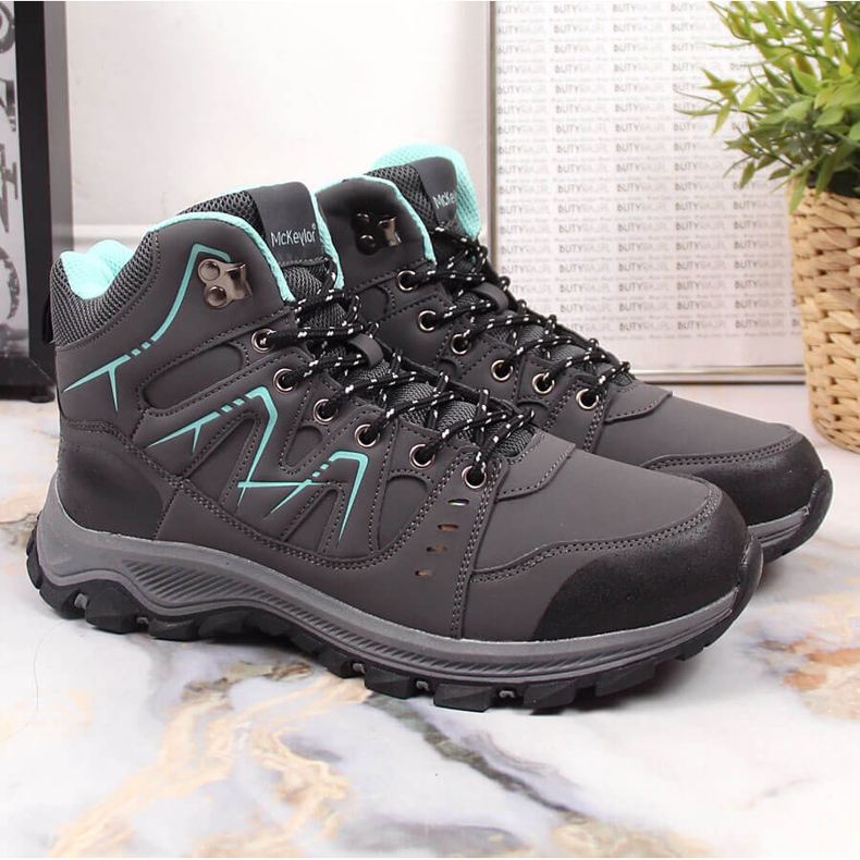 Szürke McKeylor női magas trekking cipő 1
