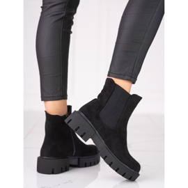 Női Chelsea csizma a Shelovet platformon, környezetbarát velúrból fekete 1