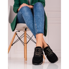 Női bőr tornacipők a Shelovet platformon fekete 1