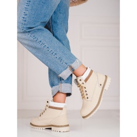 DK női bőr túrabakancs bézs 1