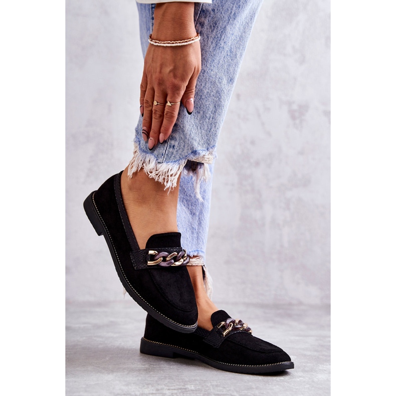 FB2 Női velúr cipők fekete lánccal 3