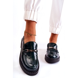 Lemar A női bőrcipő ezüst dekoráció zöldvel lakt 1