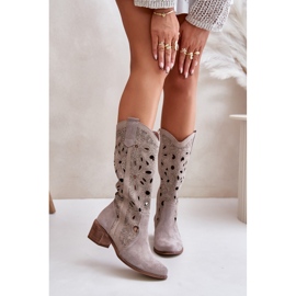 Lewski Shoes Áttört velúr csizma Lewski cipő 3170 Cappucino bézs 1