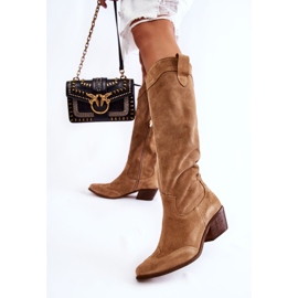 Női magassarkú csizma Lewski Shoes 3235 bézs 2