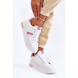 FK2 Női sportcipő megkötve, fehér és rózsaszín Otylia 4