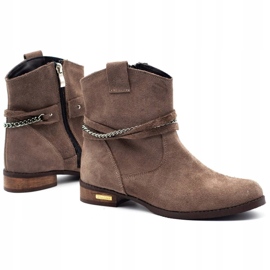 Olivier Női szigetelt csizma lánccal Luna bézs barna 1