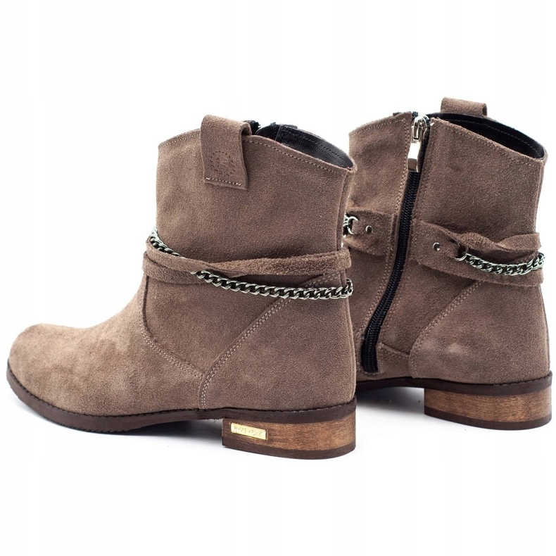 Olivier Női szigetelt csizma lánccal Luna bézs barna 3