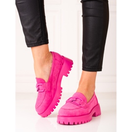 Női rózsaszín mokaszinok a Shelovet platformon 1