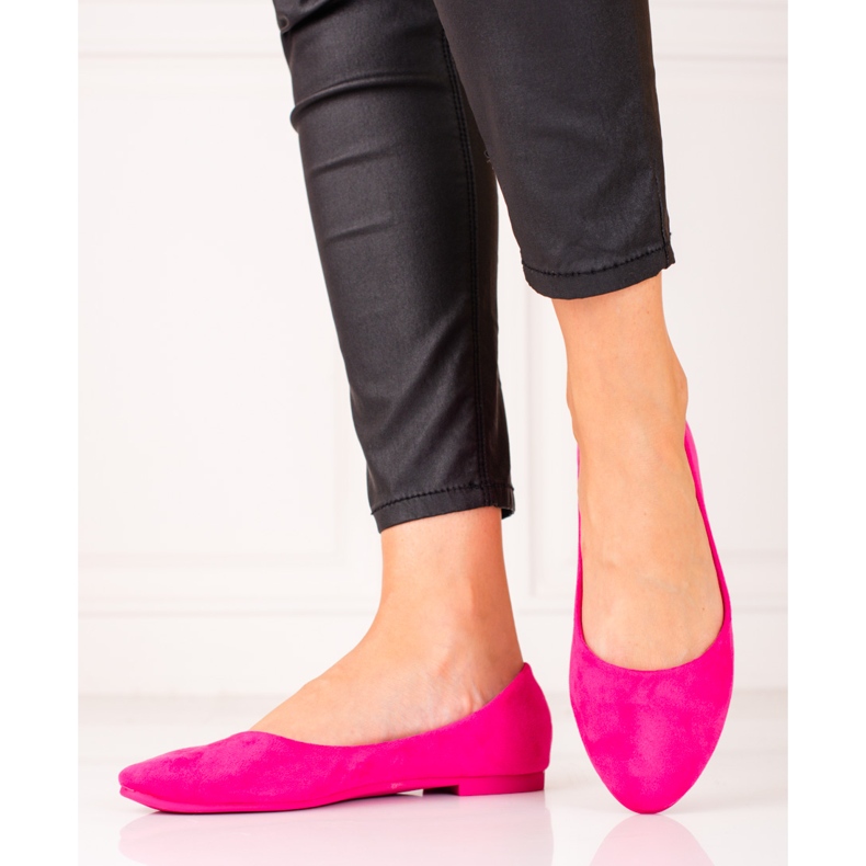 Kényelmes velúr Shelovet balerinák rózsaszín 1