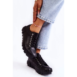 Divatos bőr tornacipő Big Star KK274143 fekete 2