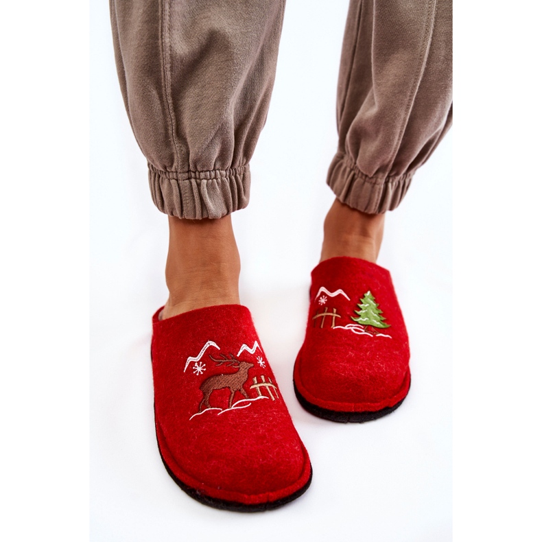 Hazai papucs Big Star KK276017 Piros-Bézs 2