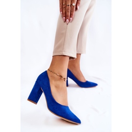 PS1 Klasszikus Velúr Pumpák Kendra Kék Sarkú 2